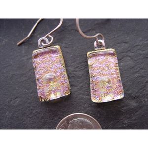 Spring Pastel Dichroic Glass Earrings Pink Blue
